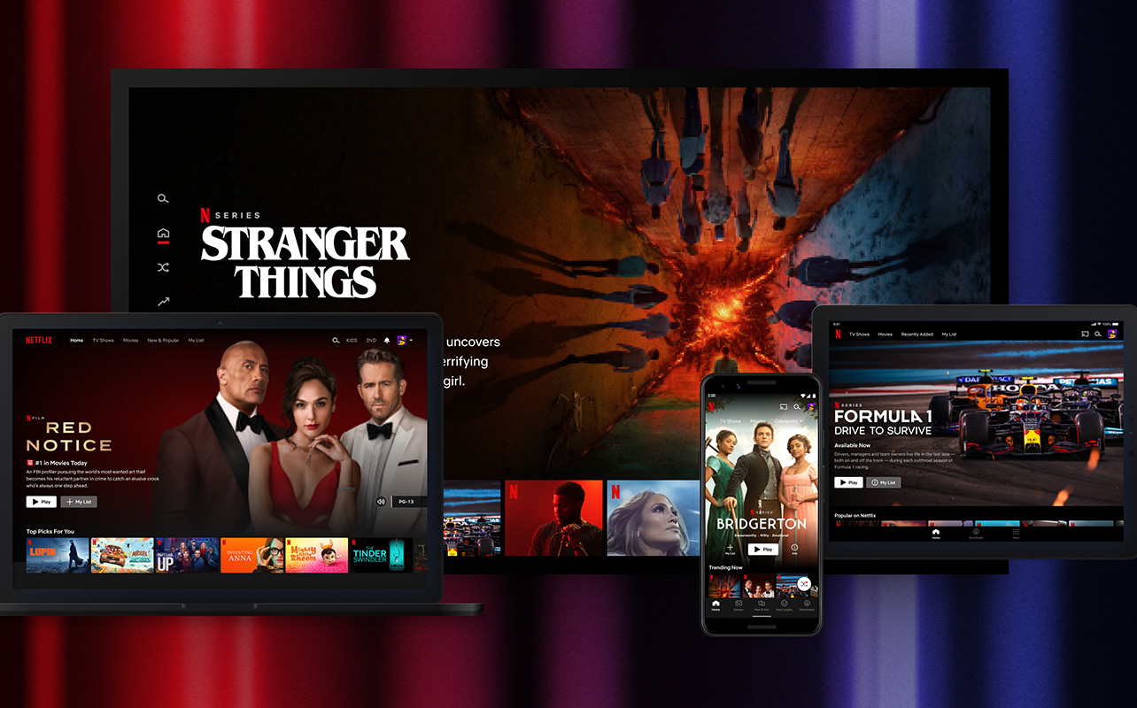 A collage of streaming devices showing Netflix.